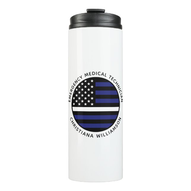 Custom Thin White Line USA Flag EMS EMT Thermosbecher (Vorderseite)