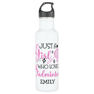 Custom This Girl Loves Badminton Girly Pink Edelstahlflasche