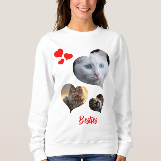 Custom Three Heart Shaped Pet Fotos Sweatshirt (Vorderseite)