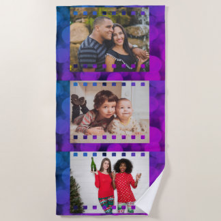 Custom Three Photo Personalized Picture Film Strandtuch