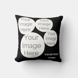 custom Throw Pillow 4 photo text template black Kissen
