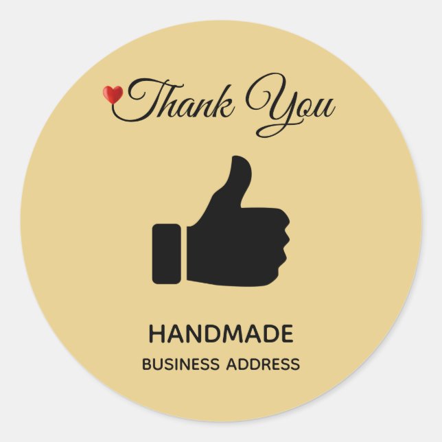 Custom thumbs up Image on Golden Beige Vielen Dank Runder Aufkleber (Vorderseite)