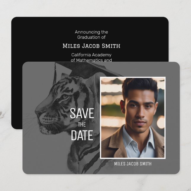 Custom Tiger Graduation Announcement Save The Date (Vorne/Hinten)