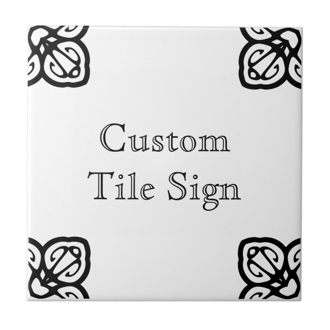 Custom Tile Sign - Spanisches Schwarz auf Weiß Fliese (Vorderseite)