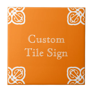 Custom Tile Sign - Spanisches Weiß auf Orange Fliese