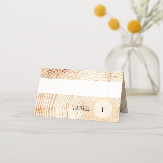 Custom Tischnummer Wood Rustic Wedding Platzkarte (Vorderseite)