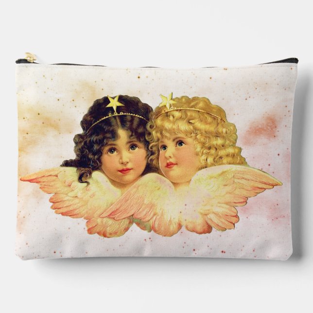 CUSTOM TOILETRY BAGS TWIN ANGELS WITH CLOUDS ZUBEHÖRTASCHE (Vorderseite)