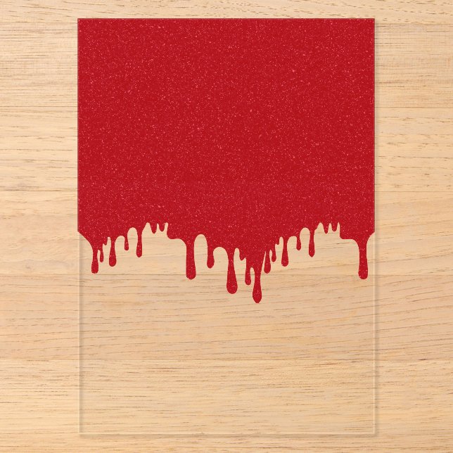 Custom Tomato Red Drip Top Acrylic Invitation Acryleinladungen (Vorderseite)