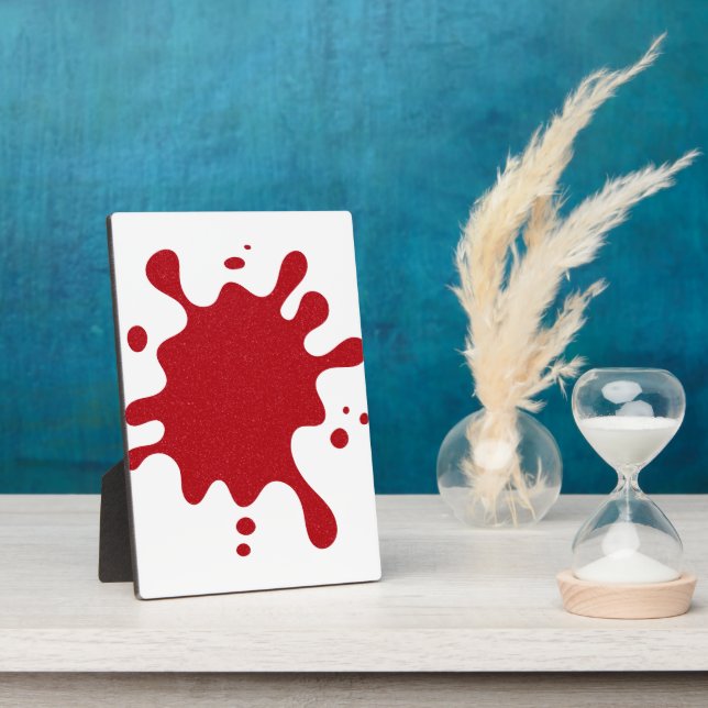Custom Tomato Red Inkblot Easel Plaque (Côté)