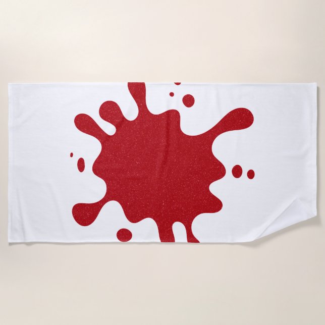 Custom Tomato Red Splash auf White Beach Handtuch (Vorderseite)