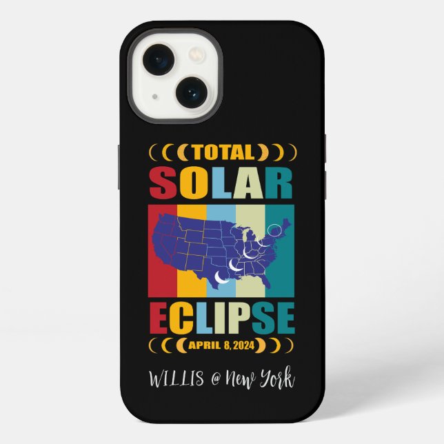 Custom Total Solar Eclipse 2024 iPhone Case Hülle (Rückseite)