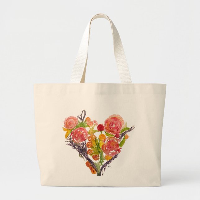 Custom Tote Bag  with watercolor heart (Devant)