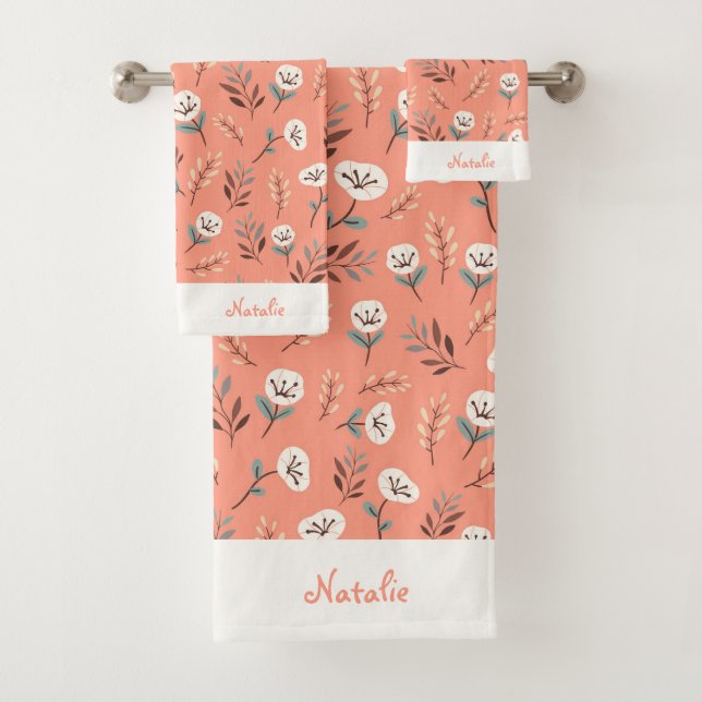 Custom Towels with White Poppies (En situation)