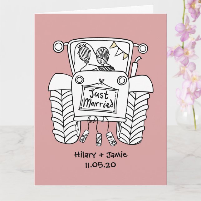 Custom Traktor Country Barn Rustic Wedding Card Karte (Orchidee)