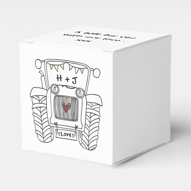 Custom Traktor Country Wedding Themed Favor Box Geschenkschachtel (Vorderseite)