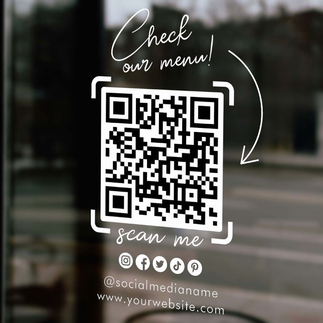 Custom Transparency Business QR Code Social Media Fensteraufkleber (Custom Transparent Business QR Code Social Media Window Cling)