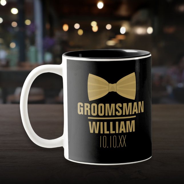 Custom Trauzeuge Trauzeuge Wedding Zweifarbige Tasse (Custom Best Man Groomsman Wedding Two-Tone Coffee Mug)