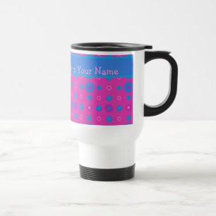 Custom Travel Mug, Magenta: Helle blaue Punkte Reisebecher