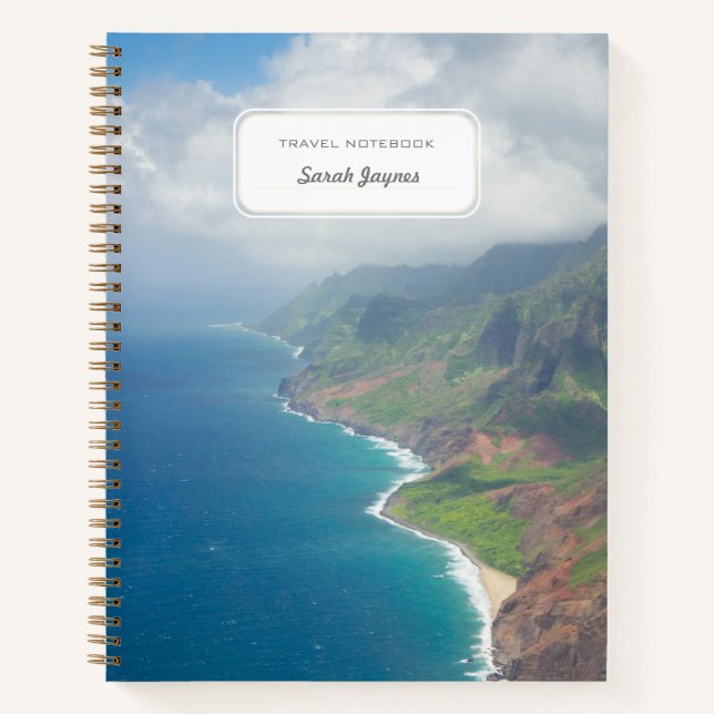 Custom Travel Notebook Kauai Hawaii Beach Foto Notizbuch (Vorderseite)