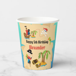 Custom Treasmap Boy Pirate Birthday Party Pappbecher