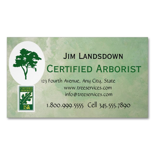 Custom Tree Arborist Landschaft Magnetische Visitenkarte (Vorderseite)