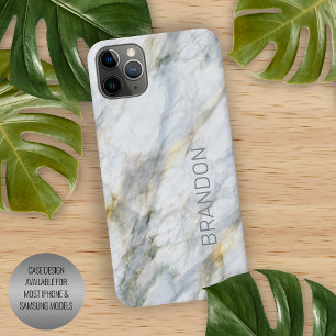 Custom Trendy Blue Gray Brown Marmorstein Textur iPhone 11Pro Max Hülle