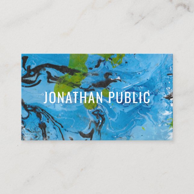 Custom Trendy Blue Yellow Moderne Abstrakte Elegan Visitenkarte (Vorderseite)