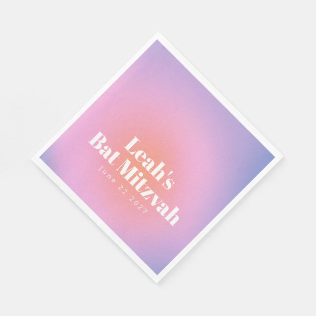 Custom Trendy Gradient Lavender Lila Bat Mitzvah Serviette (Ecke)