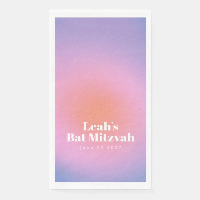 Custom Trendy Gradient Lavender Lila Bat Mitzvah Serviette (Vorderseite)