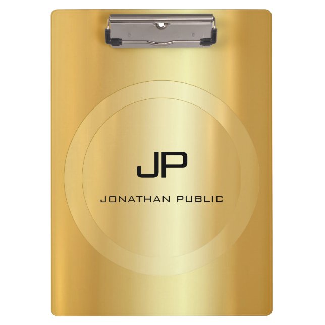 Custom Trendy Imitate Gold Monogram Elegant Classi Klemmbrett (Vorderseite)