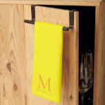 Custom Trendy Monogram Name Elegant Bright Yellow Geschirrtuch<br><div class="desc">Your Custom Text And Color Bright Yellow Monogram / Monogrammed Name Elegant Modern Chic Kitchen & Dining / Table & Kitchen Linens / Initial Name Personalized Template Kitchen Towel.</div>