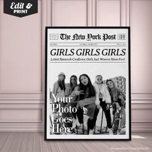 Custom Trendy Zeitung Print Girls haben Spaß Poster