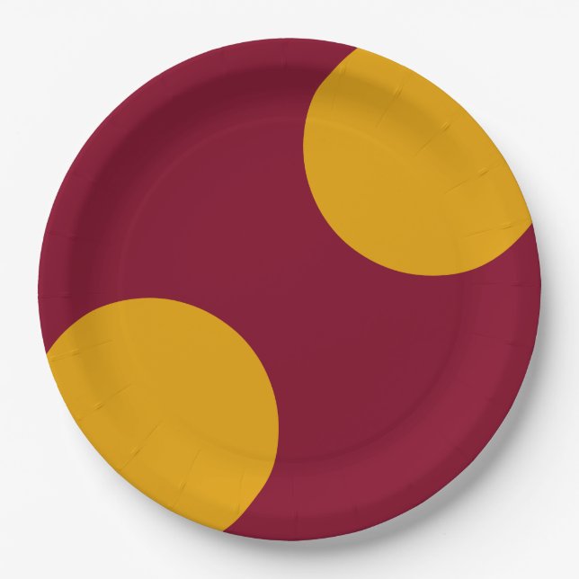 Custom Tri-Gold Maroon Party Plate Pappteller (Vorderseite)
