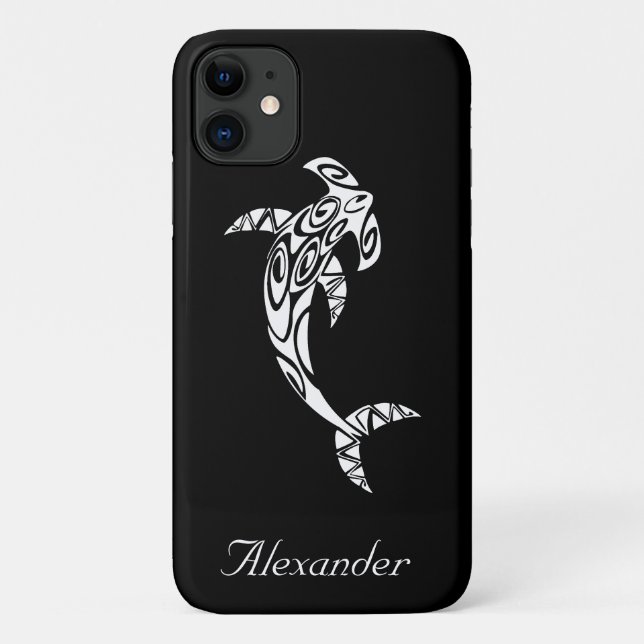 Custom Tribal Hammerhead Shark Illustration Case-Mate iPhone Hülle (Rückseite)