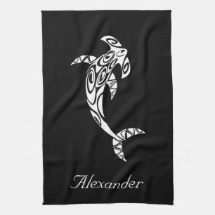 Custom Tribal Hammerhead Shark Illustration Geschirrtuch