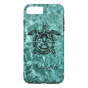 Custom Tribal Mask Sea Turtle Aqua Blue Case-Mate iPhone Hülle