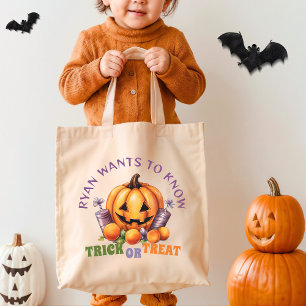 Custom Trick oder Treat Fun Pumpkin Halloween Leck Tragetasche