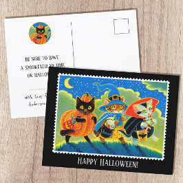 Custom Trick oder Treat Halloween Cat Hexe Postkarte