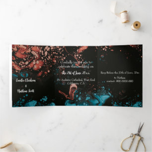 Custom Trifold Wedding Einladung (schwarz)