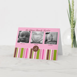 Custom Triplet Birth Announcement - Pink Ankündigung