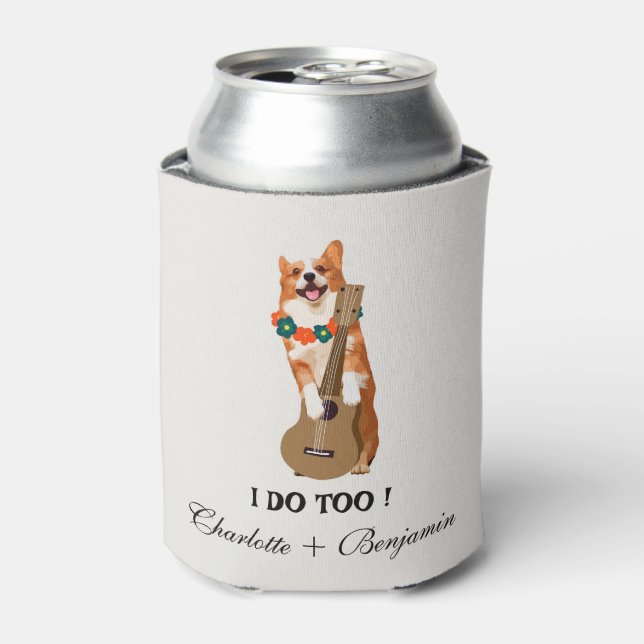 Custom Tropical Beach Dog Wedding Dosenkühler (Kanne Vorderseite)