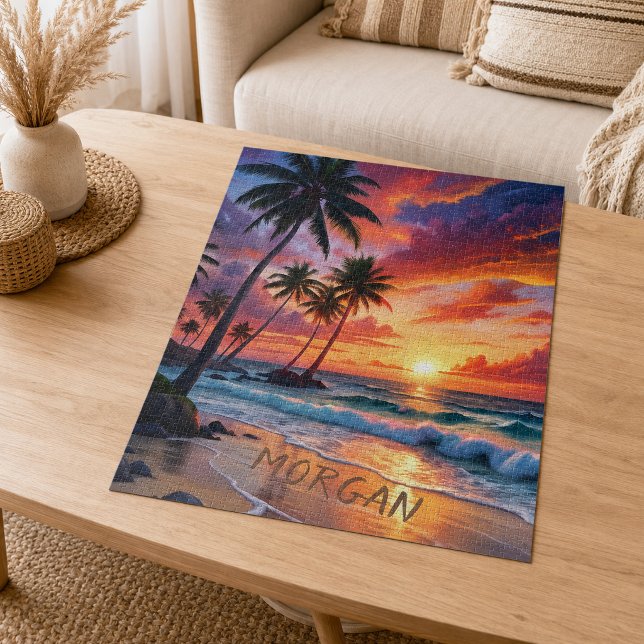 Custom Tropical Beach Sunset | Küstenkunst (Von Creator hochgeladen)