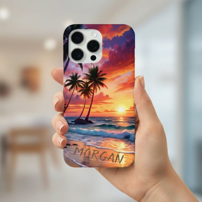 Custom Tropical Beach Sunset | Küstenkunst Case-Mate iPhone Hülle (Von Creator hochgeladen)