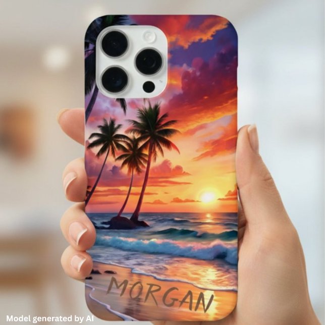 Custom Tropical Beach Sunset | Küstenkunst Case-Mate iPhone Hülle (Von Creator hochgeladen)