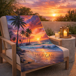 Custom Tropical Beach Sunset | Küstenkunst Sherpadecke