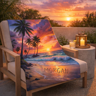 Custom Tropical Beach Sunset   Küstenkunst Sherpadecke