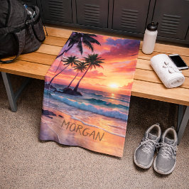 Custom Tropical Beach Sunset | Küstensport Handtuch