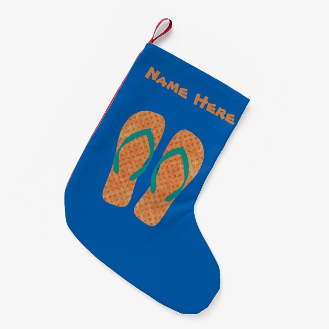 Custom Tropical Christmas Flip Flops Beach Urlaub Kleiner Weihnachtsstrumpf (Vorderansicht (hängend))