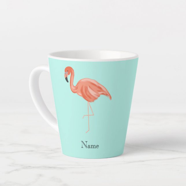 Custom Tropical Flamingo Milchtasse (Linke Ecke)