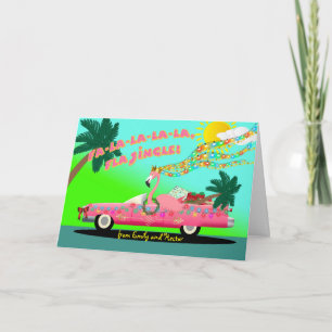 Custom Tropical Flamingo Weihnachten mit rosa Auto Karte